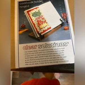 Hinged Cookbook Holder - Acrylic Shield With Wood Base